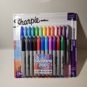 New SHARPIE Electro Pop Permanent Markers Fine Point Assorted Colors 24 count